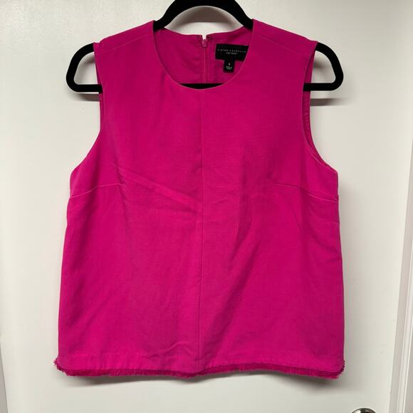 Victoria Beckham x Target Pink Sleeveless Shell Blouse Fringe Trim Size Small - Picture 1 of 8